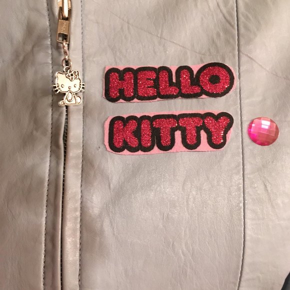 ADORABLE robins egg blue genuine leather jacket jacket with hello kitty details! - Picture 5 of 15